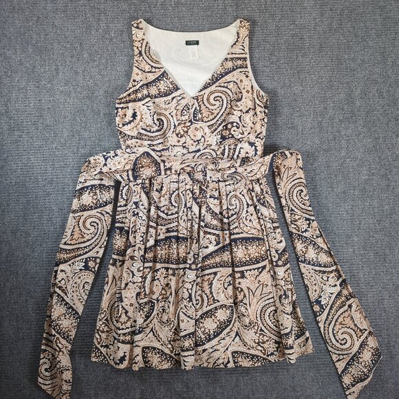 J. CREW Brown White Dress Size 6, Preppy, Country Club, Vacation, Cruise - Picture 1 of 8